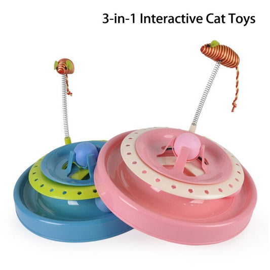 Pet Cat Toys Turntable Spring Mouse Toy Plastic Cat Funny Crazy Amusement Disk Cat Kitten Teaser Pet Interactive Toys-3