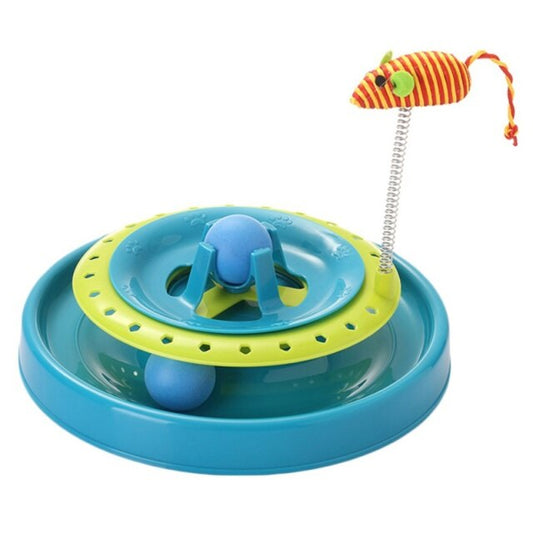 Pet Cat Toys Turntable Spring Mouse Toy Plastic Cat Funny Crazy Amusement Disk Cat Kitten Teaser Pet Interactive Toys-1