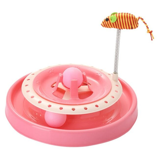 Pet Cat Toys Turntable Spring Mouse Toy Plastic Cat Funny Crazy Amusement Disk Cat Kitten Teaser Pet Interactive Toys-2